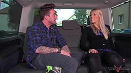 blonde czech slut sells her virginity on the street to a group of guys in a van and swallows cum