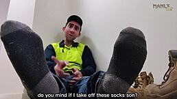 step gay dad escapes work with foot fetish dreams