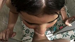 Watching my hermanastra in the shower gets me hard, then she gives an epic deepthroat