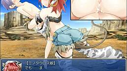Minotauros Musume engages in hentai game adventures