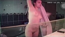 I'm spying on this amateur teen 18+ blonde french girl in the shower