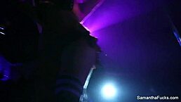 samantha saint's backstage shower fun with blonde striptease