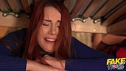 Halloween hostel chaos with redhead and brunette babes stuck under bed