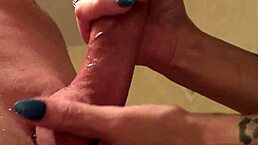 Stephie shows off her big tits and gives a pro blowjob