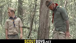 Hell yeah! Tiny gay twink takes massive bareback cock in woods