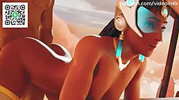 in this overwatch hentai dva and tracer lick widowmaker's pussy in 3d animation upscaled to 60 fps