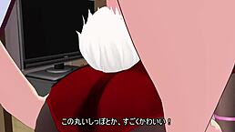 bunny girl cosplay gets naughty from behind in japanese anime