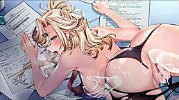 Hentai游戏第5集秘书在桌上被干到内射满溢，呻吟回荡办公室