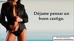 Spanish voice guides your release in ladyboy anal play. When will you finish?