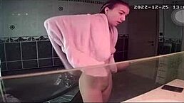 I'm spying on this amateur teen 18+ blonde french girl in the shower