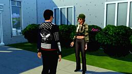 Sims 4 Terminator parody with wild threesome