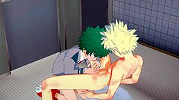 Hero Academia yaoi with Midoriya's intense blowjob to Bakugou