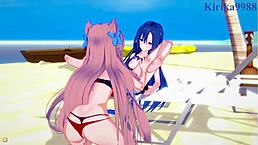 Tsubasa, Maria, and Chris in wild lesbian and futanari action, oops, so intense!