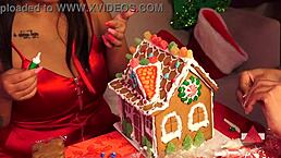 Making a gingerbread house with friends at Christmas!