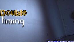 CHEATING WIFE IN STOCKINGS GETS DOGGYSTYLED BY BIG BLACK COCK. SLOW MOTION SHOWS HER BIG TITS BOUNCING.