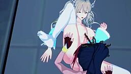 呃，Amari Aquamarine和Kaguya Nanbu玩狂野女同扶她...超热！