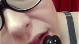 dildo sucking while controlling cock in sexting fun