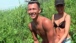 Picking Up And Fucking A Young Girl Outdoors In Nature