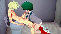 Hero Academia yaoi with Midoriya's intense blowjob to Bakugou