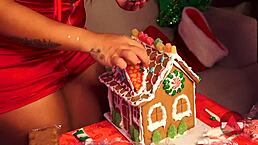 Making a gingerbread house with friends at Christmas!