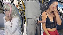 工人掏出来在公共公交上磨蹭女人，混乱中😳