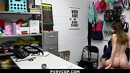 shoplifting teen cuts a deal with guard for bent-over action. pervcop caught her!