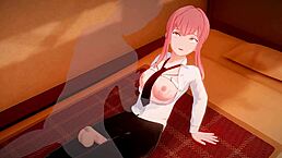 miss makima moans in this 3d hentai scene with kissing and fingering