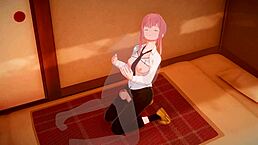 miss makima moans in this 3d hentai scene with kissing and fingering