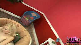 lingerie blonde has loud shaking orgasm with toys