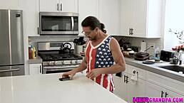 old grandpa tommy gunn’s swollen cock gets relief from mae milano