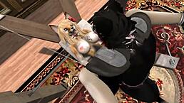 Unusual furry yiff order turns into wild 3D banging with big tits and cock