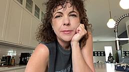 close up of mature beauty moaning with wet tongue play