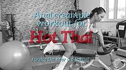 thai babe gets deep anal creampie in gym workout sesh 💦