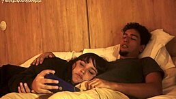 my stepsister lets me put my dick in her mouth, and we almost get caught by our parents in this fantasy