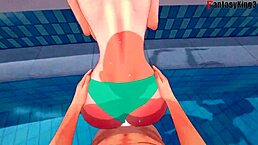 Anzu Mazaki Fucking Hard on the Pool in Yu-Gi-Oh Ahegao Step Bikini Tea Gardner Full Fantasy King 3