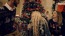 Chloe Temple deepthroats stepdad in miniskirt threesome