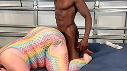 Pheonix Fellington, gay porn star, fucks girl with his huge black cock!