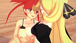 hey, join flannery and cynthia for pokemon threesome!