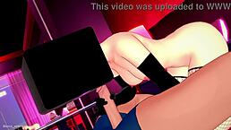 Babe in Fishnet Socks and Enderman Mask Ready to Bang Before Bed!