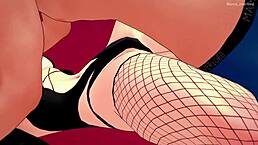 Babe in Fishnet Socks and Enderman Mask Ready to Bang Before Bed!