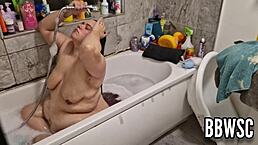 i caught this pervert spying on a bbw washing her huge floppy tits