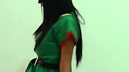 Stripping christmas suit while dancing sexy on desk?