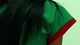 Stripping christmas suit while dancing sexy on desk?