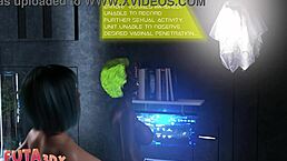 Blue-haired horny babe craves futa cock in wild deepthroat action! 😈