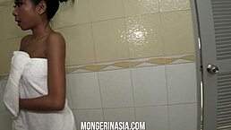 Stunning Thai Stripper Teases With Perky Tits in Shower