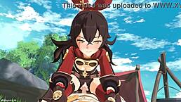 outride her hard in genshin impact amber x aether wild animation.