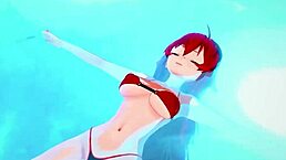 罗克西·米古迪亚在泳池边幻想动漫激战