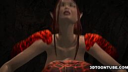 3D Babe Takes Reptile Cocks in All Holes