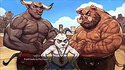 Pig Princess Threesome on Beach in Hentai Game