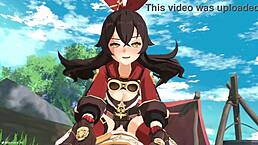 outride her hard in genshin impact amber x aether wild animation.